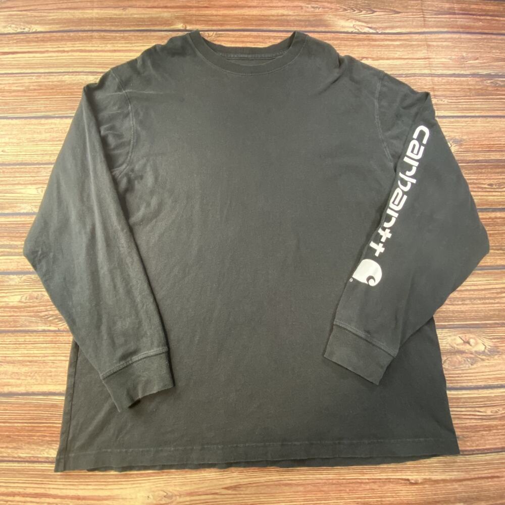 Carhartt Long Sleeve T-Shirt Black with Sleeve Logo Size Large Original Fit